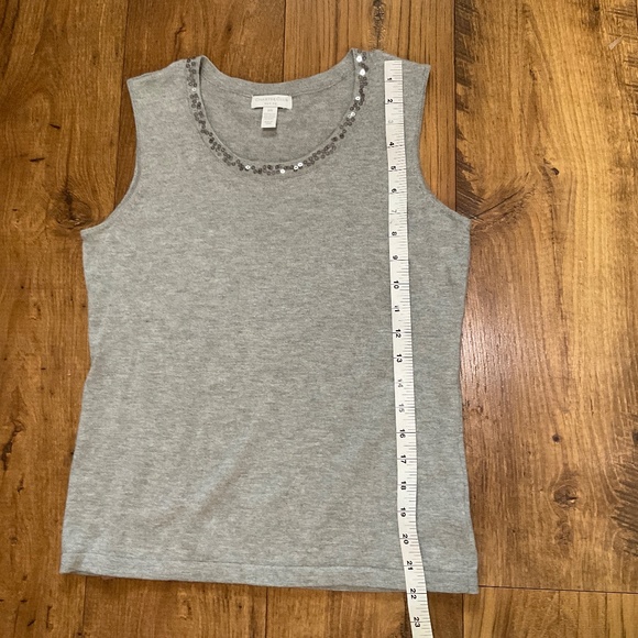 Charter club light gray open cardigan and sweater tank sweater set with sequins - Picture 8 of 13